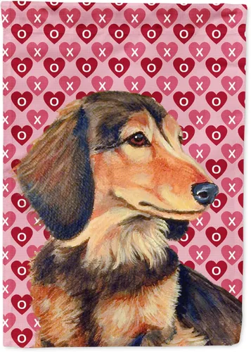 Miniatura 165 de Caroline's Treasures SS4484GF Bandera de jardín con diseño de bulldog inglés y corazones para el Día de San Valentín, bandera decorativa para patio
