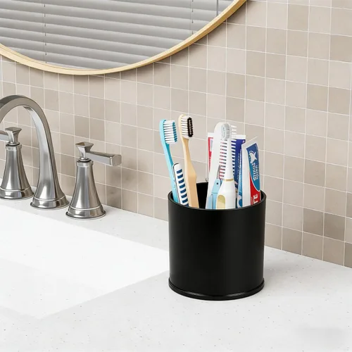 Miniatura 7 de Yieach Soporte giratorio de acrílico para brochas de maquillaje para tocador, encimera de baño, organizador de brochas de maquillaje redondas