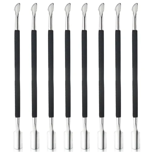 Miniatura 13 de 8 piezas de empujador de cutículas de uñas de acero inoxidable, removedor de cutículas de doble extremo, herramienta de pedicura de uñas, pelador