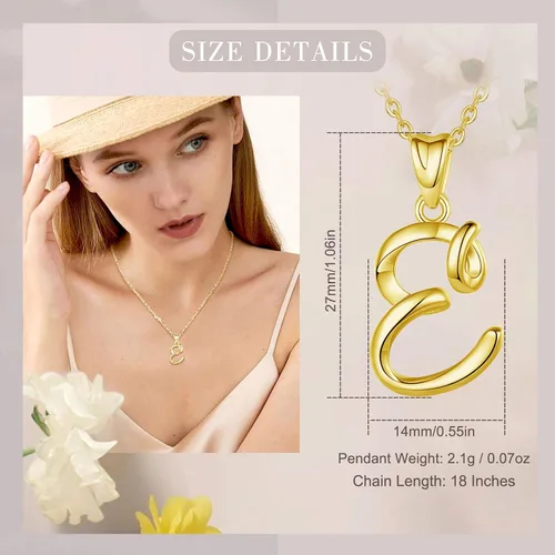 Miniatura 178 de EUDORA Collares de plata esterlina con inicial para mujer, regalos clásicos de 26 letras sin cuello para niñas, hermana, madre hija, cadena de 18