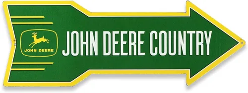 John Deere - Letrero de metal con flecha de país – Decoración de pared vintage de John Deere para garaje o cueva de hombre