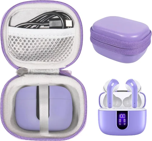 Miniatura 7 de Funda para auriculares Bluetooth TAGRY X08 True Wireless Earbuds 60H, bolsillo de malla para cable de carga (oro rosa)