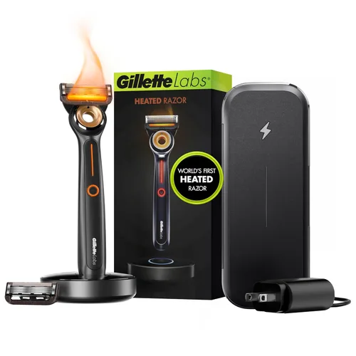 Miniatura 12 de Gillette GilletteLabs - Kit de afeitado térmico para hombres, 1 mango, 2 recambios de cuchillas de afeitar, 1 base de carga