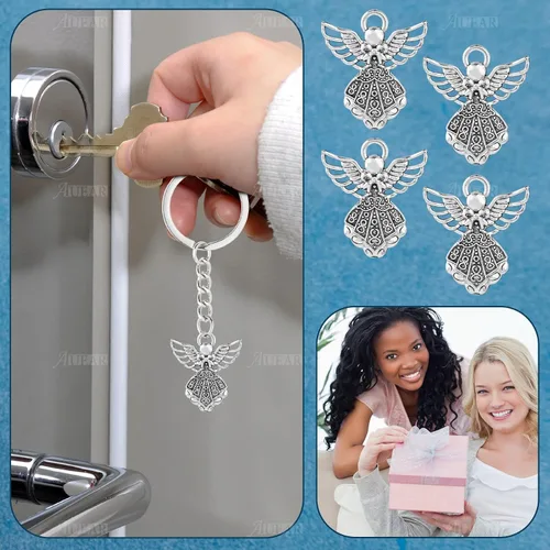 Miniatura 9 de AUEAR, Colgantes de plata antigua con dijes de ángel para hacer joyas de bricolaje, collar y pulsera
