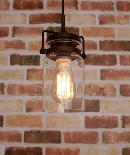 Miniatura 7 de Kira Home Wyer - Lámpara colgante moderna industrial/de granja de 8 pulgadas + mini pantalla cilíndrica de vidrio transparente, cable ajustable