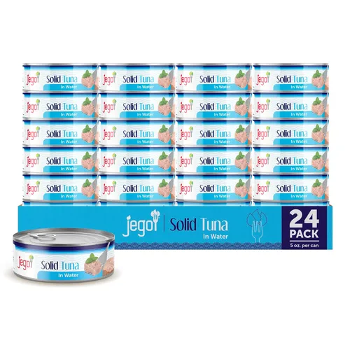 Miniatura 17 de Jego Atún sólido en aceite de girasol Atún natural silvestre Keto Bajo en carbohidratos Sin gluten Sin soja Enlatado Listo para comer
