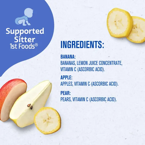 Miniatura 8 de Gerber Mi primer kit de frutas, puré de plátano, pera y manzana, tarros de 2 onzas, paquete de 2 (set de 6)