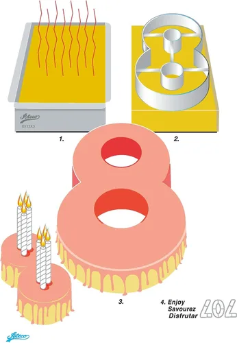 Miniatura 9 de Ateco Molde y cortador de pasteles de números extra grandes, 2, 11 pulgadas de alto, plateado