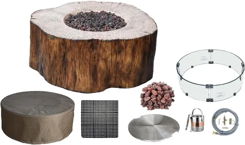 Miniatura 28 de Elementi+ Mesa de Fuego de Gas Colorado de Hormigón Fundido de 56" Rectangular, Hoguera al Aire Libre con Ignición Electrónica Incluye Cubierta