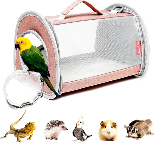 Miniatura 10 de Bolsa transportadora de conejillos de indias de viaje para animales pequeños, lagarto, pájaro, conejo, jaula para ardillas, bolsa transpirable, Gris