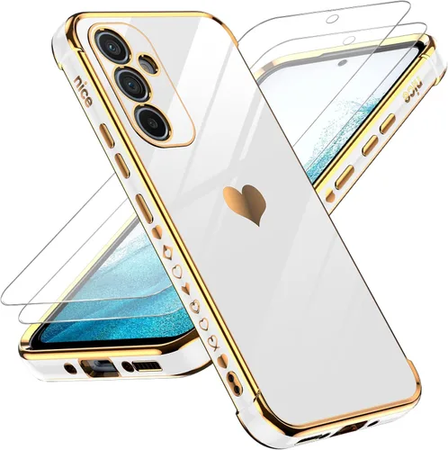 Miniatura 53 de LeYi for Moto G 5G 2025 Case: with Tempered Glass Screen Protector [2 Pcs]+ Full Camera Lens Protection,Love Heart Plating Cute Luxury Soft TPU