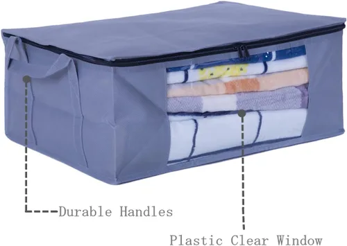 Miniatura 3 de Bolsas de almacenamiento de ropa con cremallera con ventana transparente de plástico y asas resistentes, ideales para almacenamiento de temporada
