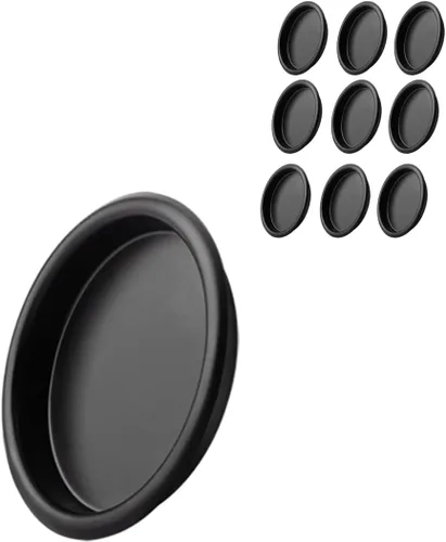 Paquete de 10 tiradores de dedo para puerta de armario, color negro, 2-1/8 pulgadas, tirador redondo para puerta corrediza, fácil instalación a Oil