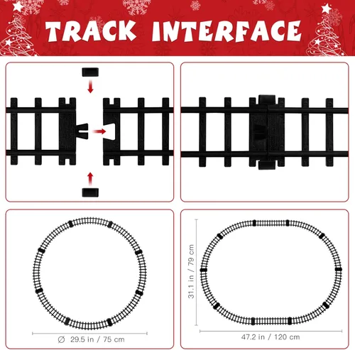 Miniatura 5 de Toyvian Juego de tren de Navidad Festivo Modelo de tren con pilas Mini luces y sonido, kits ferroviarios Motor de locomotora de vapor, luces