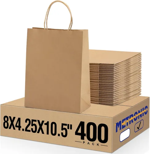 Miniatura 14 de Metronic - Bolsas de regalo de papel kraft con asas de 16 x 6 x 12 pulgadas, paquete de 6000 Para Navidad, recuerdos de fiesta de cumpleaños