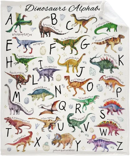 Miniatura 23 de Manta de franela con diseño del alfabeto de animales, súper suave, ligera, para niños, adultos, adecuada para sofá, cama, campamento, viajes, todas