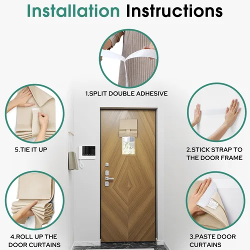 Miniatura 4 de HOMEIDEAS Cortinas Opacas para Aula para Puerta Principal, Cubierta de Ventana de Puerta de Aula, Persianas de Privacidad con Aislamiento Térmico