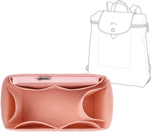 Organizador de mochila, organizador de bolso, organizador de bolsa de fieltro con múltiples bolsillos para Longchamp Le Pliage (rosa)