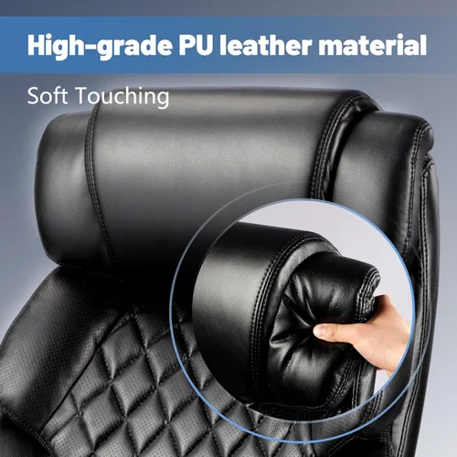 Miniatura 8 de Silla de oficina grande y alta de 800 libras para personas pesadas, silla ejecutiva resistente con respaldo alto, asiento extra ancho y lumbar