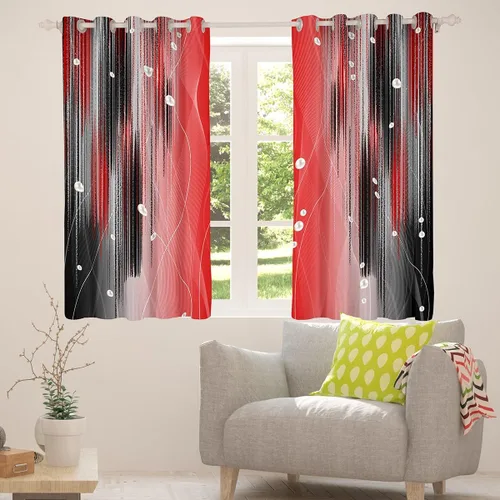 Miniatura 6 de jejeloiu Cortinas rojas y negras para dormitorio (2 paneles, 38 x 45 pulgadas) con líneas geométricas de rayas 30% a 50% cortinas opacas para niños
