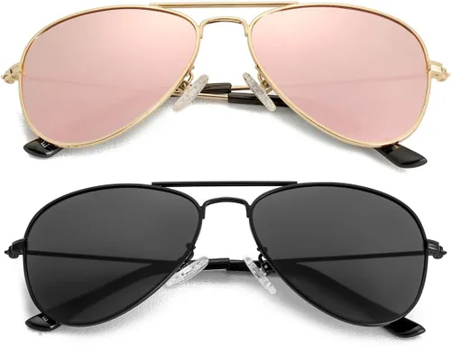 Miniatura 189 de Gleyemor Lentes de sol polarizados estilo aviador para niños y niñas, jóvenes, adolescentes, dos tamaños de 1.969 in y 2.047 in