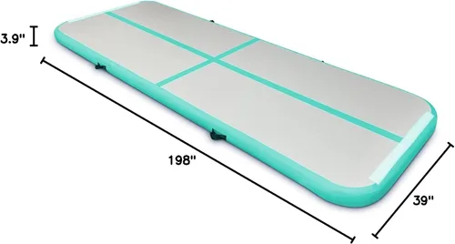 Miniatura 7 de SUDOO Gymnastics Air Mat 10ft/13ft/16ft Inflatable Air Tumble Track Mat 4" Thick Tumbling Mat With Pump or No Pump for Training Tumble Yoga Verde