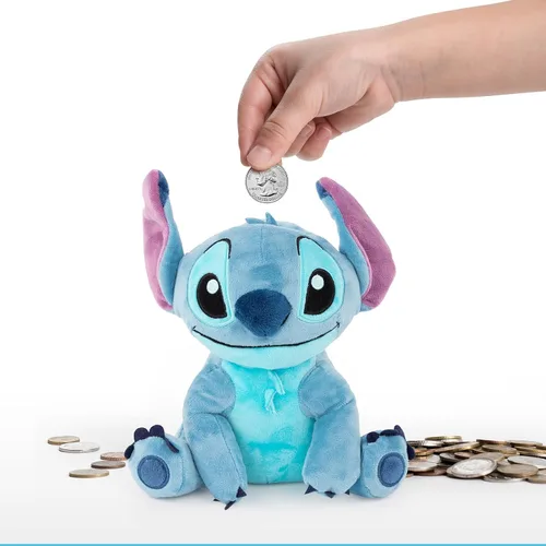Jay Franco Disney Lilo & Stitch - Banco de monedas de felpa – Decoración de habitación infantil súper suave – Alcancía irrompible para ahorrar dinero