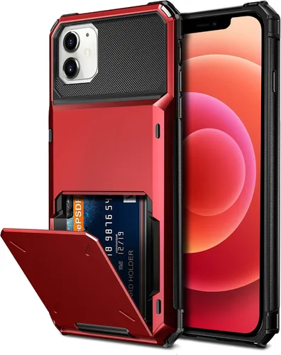 Miniatura 11 de Vofolen Funda compatible con iPhone 12, cartera 5G, 4 ranuras para tarjetas, tarjetero con bolsillo oculto, doble capa, cubierta trasera protectora