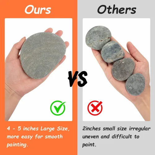 Miniatura 6 de 12 piezas de rocas grandes para pintar, piedras de río para pintar, rocas lisas y planas con 12 pinceles para pinturas, roca natural para pintar