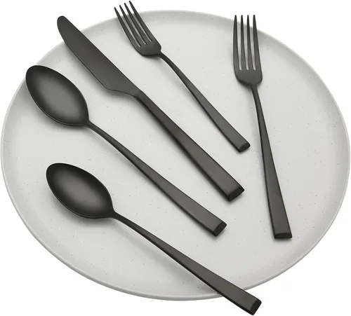 Miniatura 3 de CAMBRIDGE Silversmiths Marlise - Juego de cubiertos de satén negro de 20 piezas, servicio para 4