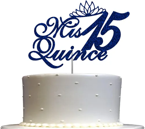 Miniatura 11 de Mis Quince 15 Quinceañera - Decoración para tartas con purpurina para quinceañera, ideas de decoración de fiesta de cumpleaños, decoración de alta
