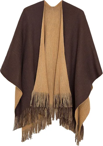 Miniatura 35 de Urban CoCo Poncho vintage de invierno para mujer, capa con borlas, chal envolvente