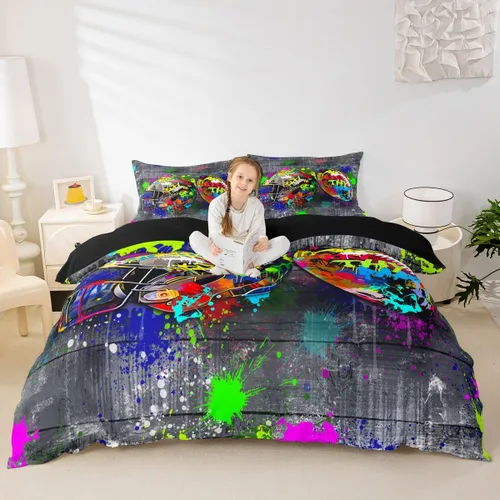 Miniatura 32 de Erosebridal Sports Duvet Cover Football Patchwork Bedding Sets, Geometric Ball Pattern Bed Cover Rugby Game Bed Set Twin
