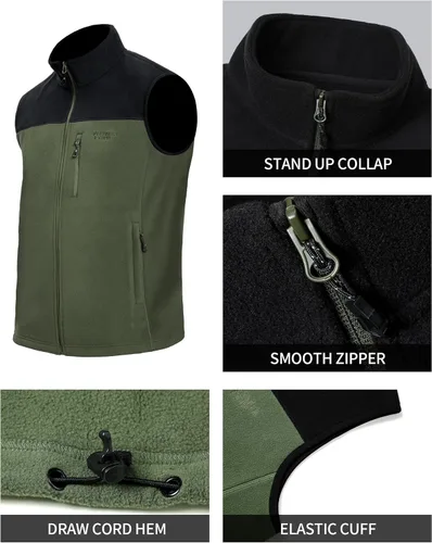 Miniatura 4 de Pioneer Camp Chaleco de forro polar con cremallera completa para hombre, casual, ligero, sin mangas, con 5 bolsillos, chaqueta de invierno suave