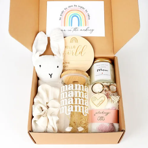 Miniatura 8 de Caja de regalo para nueva mamá, regalos de embarazo para futura mamá, cesta de regalo para niñas y niños, regalos posparto para madres primerizas
