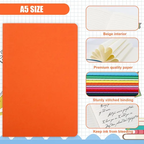 Miniatura 4 de Paquete de 24 cuadernos a granel, cuadernos de rayas universitarias, diarios pequeños a granel, cuadernos rayados A5, 5.5 x 8.3 pulgadas, 60