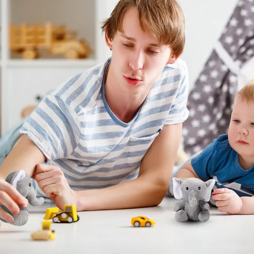 Miniatura 5 de Skylety 4 piezas de animales de peluche pequeños y lindos elefantes, animales del bosque suaves para baby shower, niños y niñas, revelación