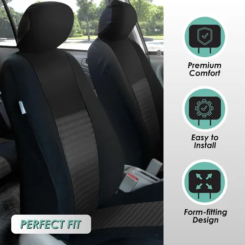 Miniatura 2 de FH Group Fundas de asiento de automóvil 3D de malla de aire con elegancia moderna, compatibles con bolsa de aire y listas para separar, juego