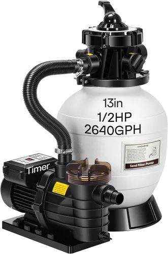 Miniatura 10 de VIVOHOME Bomba de filtro de arena mejorada de 2087 GPH con temporizador, se adapta a piscinas enterradas/sobre el suelo de hasta 10,000 galones