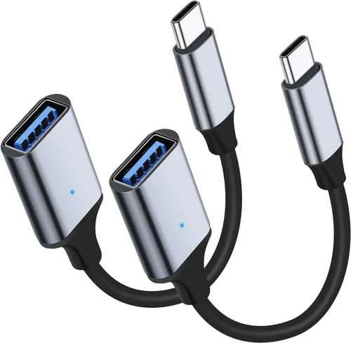 Adaptador USB C a USB 3.0 [2 unidades], tipo C macho a USB hembra OTG cable Thunderbolt3 a USB adaptador compatible con iPhone 16 Pro Max/16