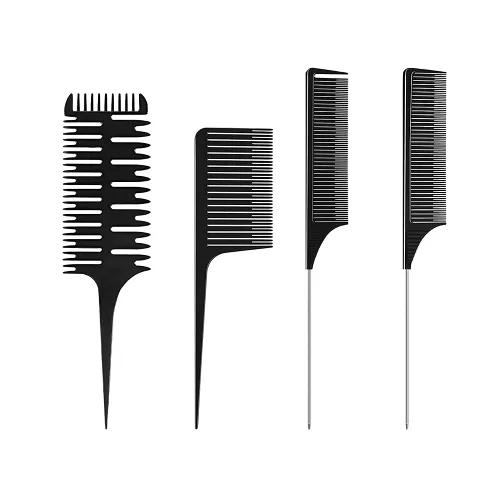 Miniatura 11 de Juego de peines para peinar el cabello, peine profesional de cola de rata, peine de metal para teñir, peine de aluminio para peluquería y uso 4 Pcs