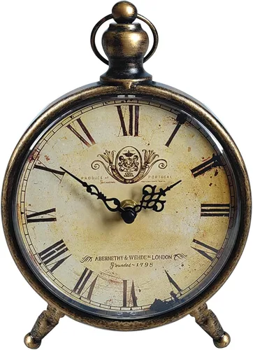 Miniatura 7 de HZDHCLH Reloj de mesa vintage, funciona con pilas, reloj de repisa retro para sala de estar, chimenea, reloj de escritorio de metal silencioso