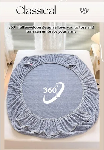 Miniatura 5 de TEVTEV Sábana bajera de felpa de terciopelo de franela extra suave, esponjosa, súper gruesa, cálida y acogedora para invierno, con bolsillo profundo