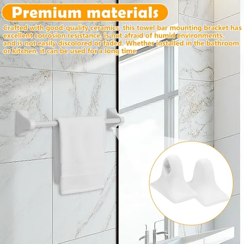 Miniatura 5 de Paquete de 2 barras de toalla de porcelana para barra de toallero, soporte de poste de soporte de azulejos, soporte de toalla de baño de cerámica