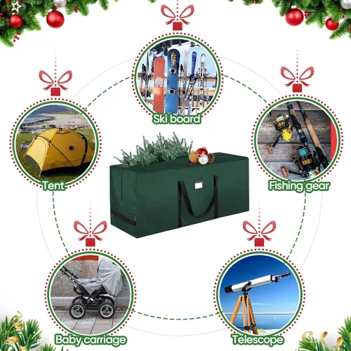 Miniatura 5 de BALEINE - Bolsa para guardar el árbol de Navidad de 9 pies, bolsa extra grande de alta resistencia para árbol de Navidad artificial con asas Verde