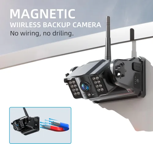 Miniatura 2 de Cámara de respaldo inalámbrica magnética eRapta: 5” portátil, instalación gratuita de 1 minuto - Cámara de respaldo para remolque con FHD1080P