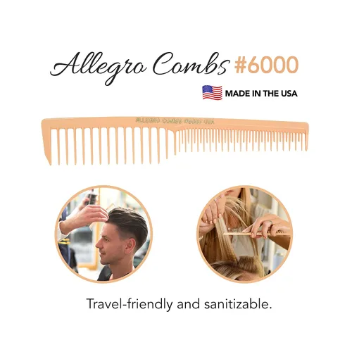 Miniatura 4 de Allegro Combs 6000 peines de pelo con dientes anchos y ventilados, para peluquero y estilista, pelo rizado, mezcla fresca, 12