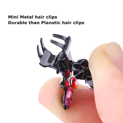 Miniatura 2 de ANBALA 65 pinzas pequeñas de mariposa con diamantes de imitación, dientes entrelazados para mujeres y niñas, metal ligero y duradero, accesorios