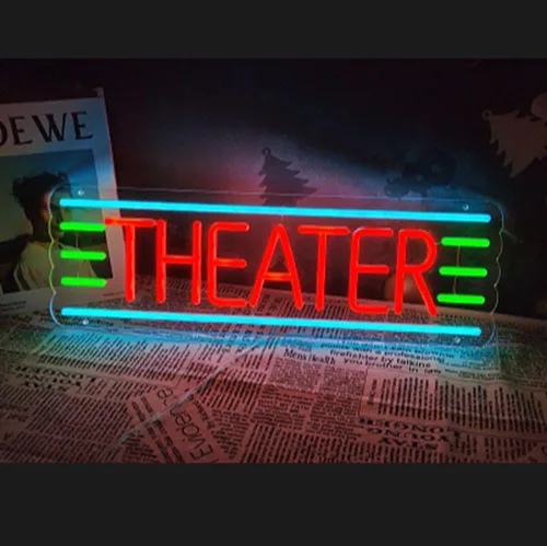 Letrero de neón LED de teatro, decoración de habitación, letreros de neón personalizados para decoración de teatro, luz LED de neón personalizada