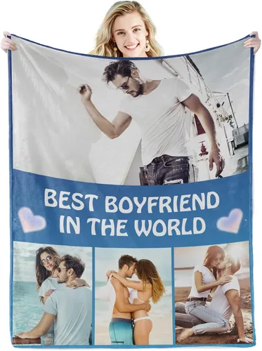Miniatura 11 de Abybela Manta personalizada con texto fotográfico para regalos de parejas, manta personalizada con imagen, regalos para novio, novia, esposa, Foto-3